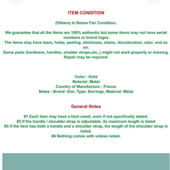 Dior Gold and Silver Women's Earrings - Picture 9 of 9